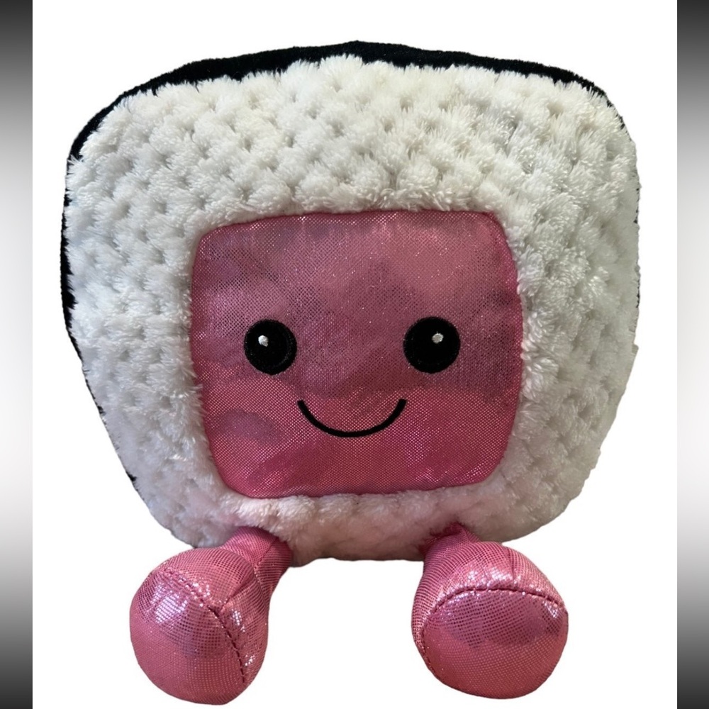 Yu Me Originals Food Plush Yummy Sushi Tuna Roll Sparkly Pink Legs Face Foodie